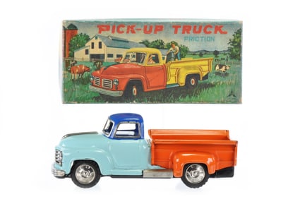 Colorful Tin Pick-up Friction Truck Marked K.S. Japan