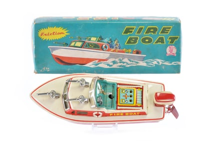 SSS Friction Fire Boat Boxed Tin, Japan
