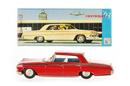 1963 Chevrolet Tin Four Door in Red by ATC Japan Boxed