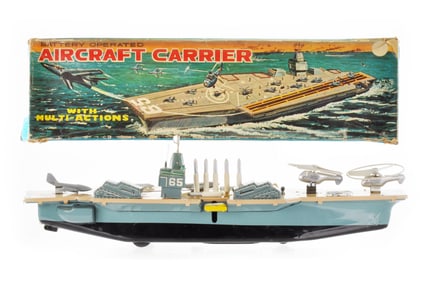 Large Battery Operated Aircraft Carrier Tin, Marx Japan Boxed