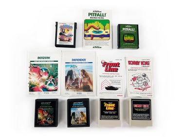 Atari Video Game Cartridges Spy Hunter, Pitfall, Berzerk, Front Line, Plus