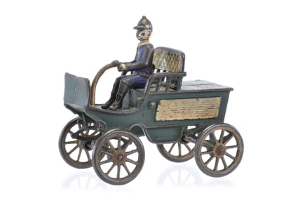 Harris Horseless Carriage Cast Iron in Green with Driver