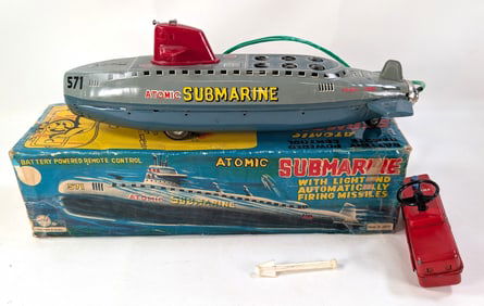 1950's Marx Atomic Atomic Submarine 571 Battery-op Works in Original Box