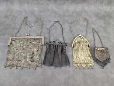 Lot of Four Antique Mesh Purses for Antique Doll