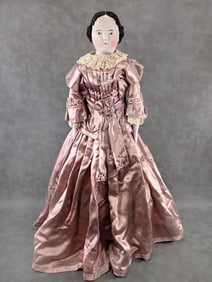 30" RARE-Brown Eyed Early Pre Civil War China Shoulder Head Doll