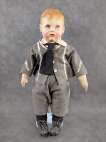 18" Antique Bing Cloth Boy Doll
