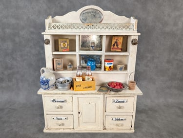 Antique German Spice Country Store Cabinet Display with Miniatures