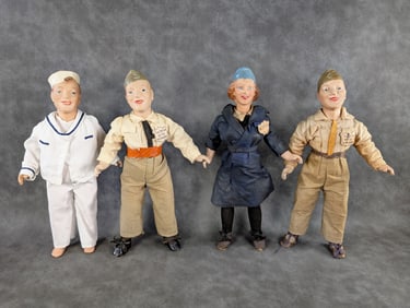 Set of Four Freundlich WWII Composition Soldier Dolls