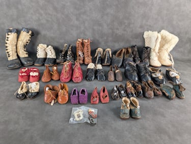 Lot of 24 Pairs of Antique French and German Shoes