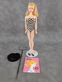 #3 Barbie Blonde barbie Doll with Stand and Booklet