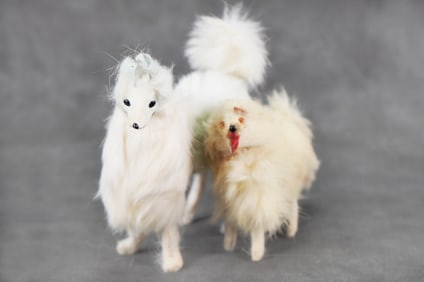 Pair of Miniature Dog with real fur