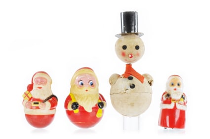 Santa Rolly Dolly and Snowman Figure Lot