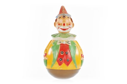 Plastic Yellow Jacket Clown Rolly Dolly