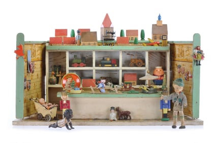 German Erzgebirge Toy Shop Folk Art Lots of Accessories