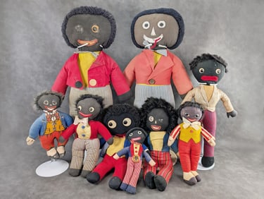 Lot of 9 Black Americana Rag Dolls 11" - 25" tall