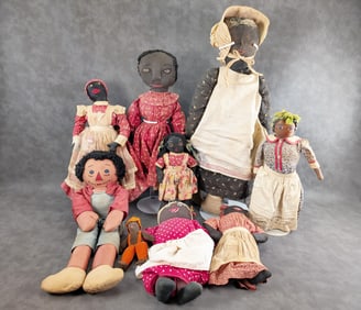 9 Black Rag Doll including Black Raggedy Ann Rare