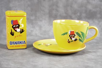Advertising Banania Oversized Cup and Saucer plus Advertising Tin