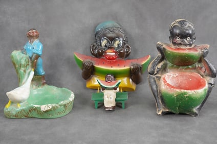 Lot of Plaster Figures Eating Watermelon