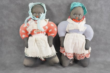 Pair of Black Cloth Rag Dolls