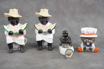 Lot of Ceramic Men Eating Watermelon Figural