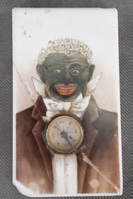 Early Elegant Black Man on Marble with Compass Paperweight