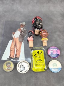 Black Americana Jiffy Advertising Paperweight Bottle Toppers and More