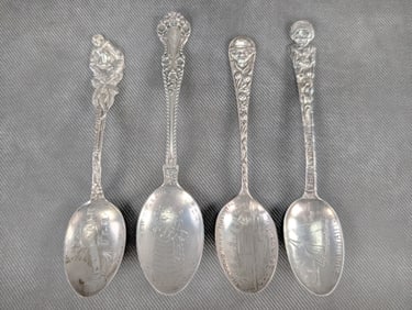 Antique Lot of 4 Black Americana Souvenir Spoons Sterling Silver