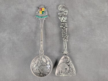 Antique Lot of 2 Black Natives Souvenir Spoons 1 is Sterling Silver