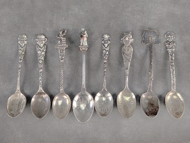 Antique Lot of 8 Black Americana Souvenir Spoons Sterling Silver