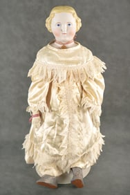 1860's Civil War Parian Shoulder Head Flat Top Doll 24" tall
