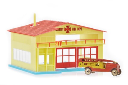 Tootsietoy Fire Department Boxed Building with Truck