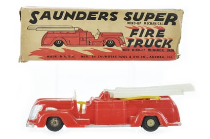 Saunders Red Fire Truck with Ladder and Box