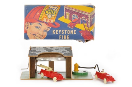Keystone Fire Station with Hose and Ladder Truck
