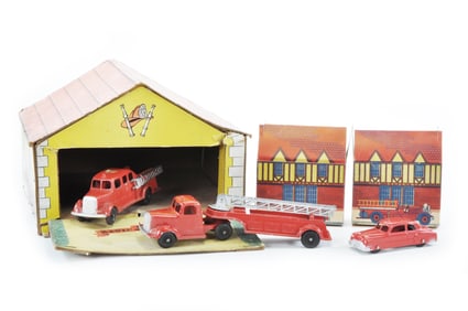 Magic Fire Station and Tootsietoy Trucks