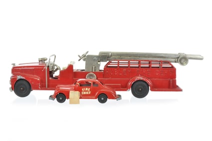 Hubley Fire Ladder Truck and Fire Chief Car