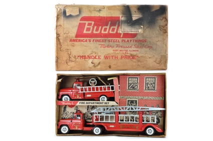 Buddy L No. 5041 Fire Department Set Pressed Steel with Box