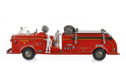 Marx VFD 9 Tin Fire Truck with Figures