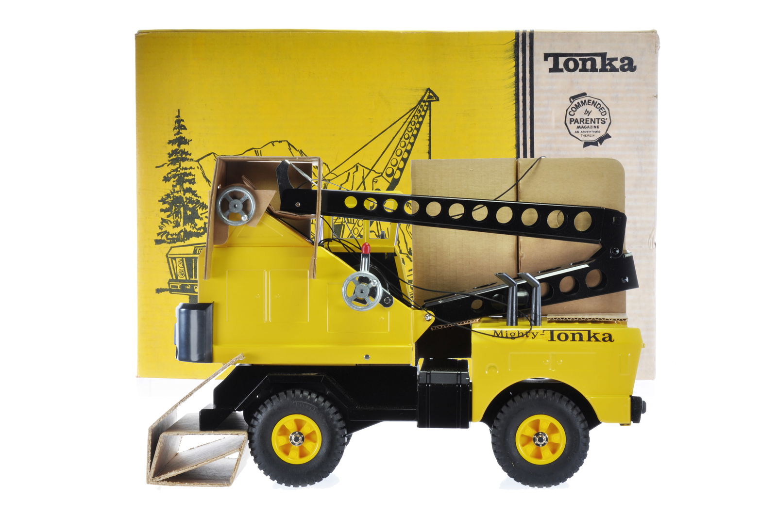 当時　tonka クレーン ジャンク】Tonka トンカ クレーン車 日本製 ブリキ 当時物