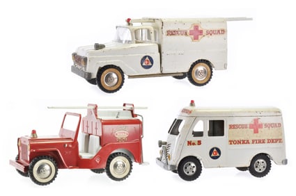 Tonka Rescue Squad Truck and Van in White