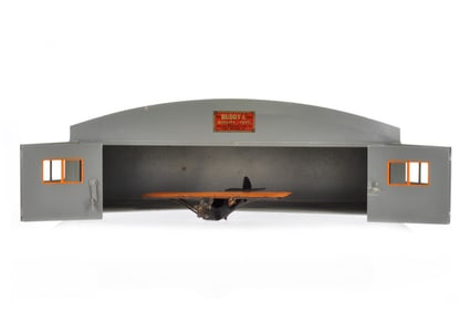 Large Buddy L Double Hangar with Steel Airplane