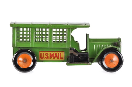 Green 1920s Structo Steel U.S. Mail Cage Truck
