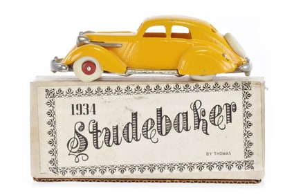 1934 Yellow Studebaker by Thomas Toys and Hubley