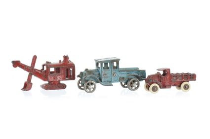 A.C. Williams Truck and Hubley Shovel Iron Lot of 3