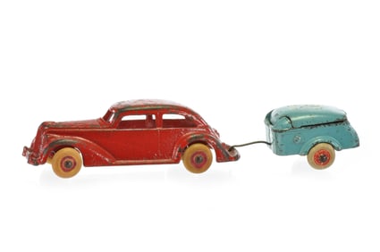 Mullins Red Cap Car and Trailer by Arcade Toys
