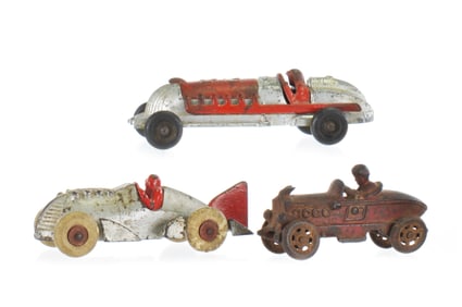 Iron and Cast Race Car Set of 3