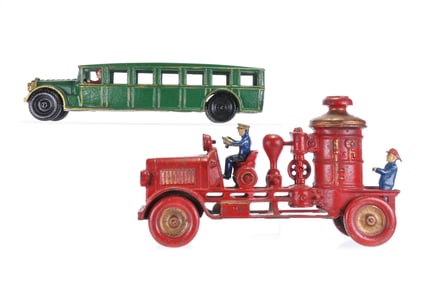 Arcade Fageol and Hubley Fire Pumper Cast Iron