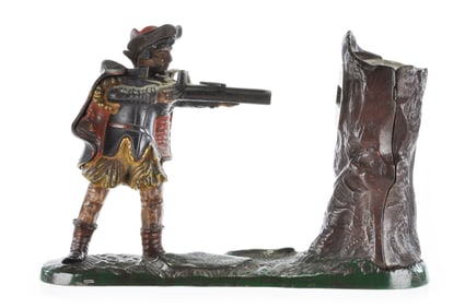 J & E Stevens ca. 1877 New Creedmoor Cast Iron Mechanical Bank