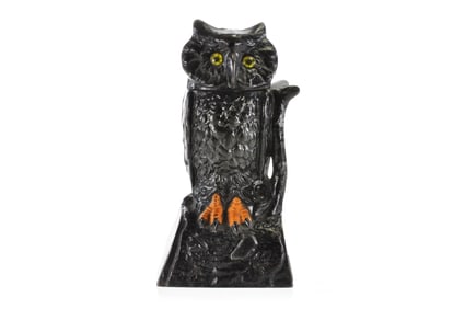 J & E Stevens Cast Iron No. 220 Mechanical Owl Bank