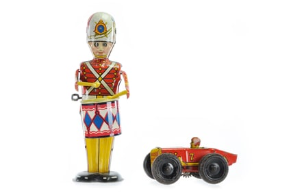 Marx Tin Litho Windup Toys Drummer Boy & #7 Racer
