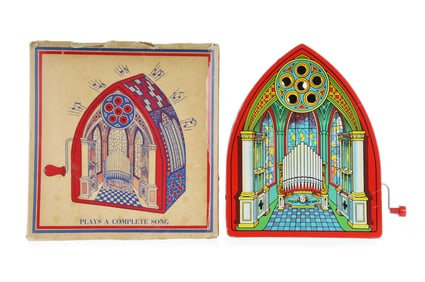 J. Chein #131 Tin Litho Musical Cathedral in Original Box